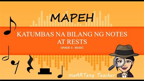 katumbas na sukat o bilang|KATUMBAS NA BILANG NG NOTES AT RESTS .